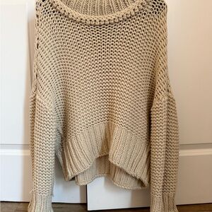 Free People Cream Cowl Neck Sweater